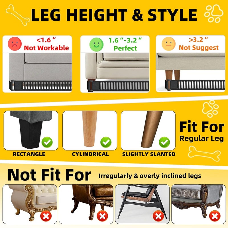 INSFITY Under Couch Toy Blocker, 1.6''H x 15.7''L Adjustable Sofa Barrier, No Glue Pet & Kid Toy Stopper, 8-Pack - Measure Your Couch Gap Before Purchase! - Image 2